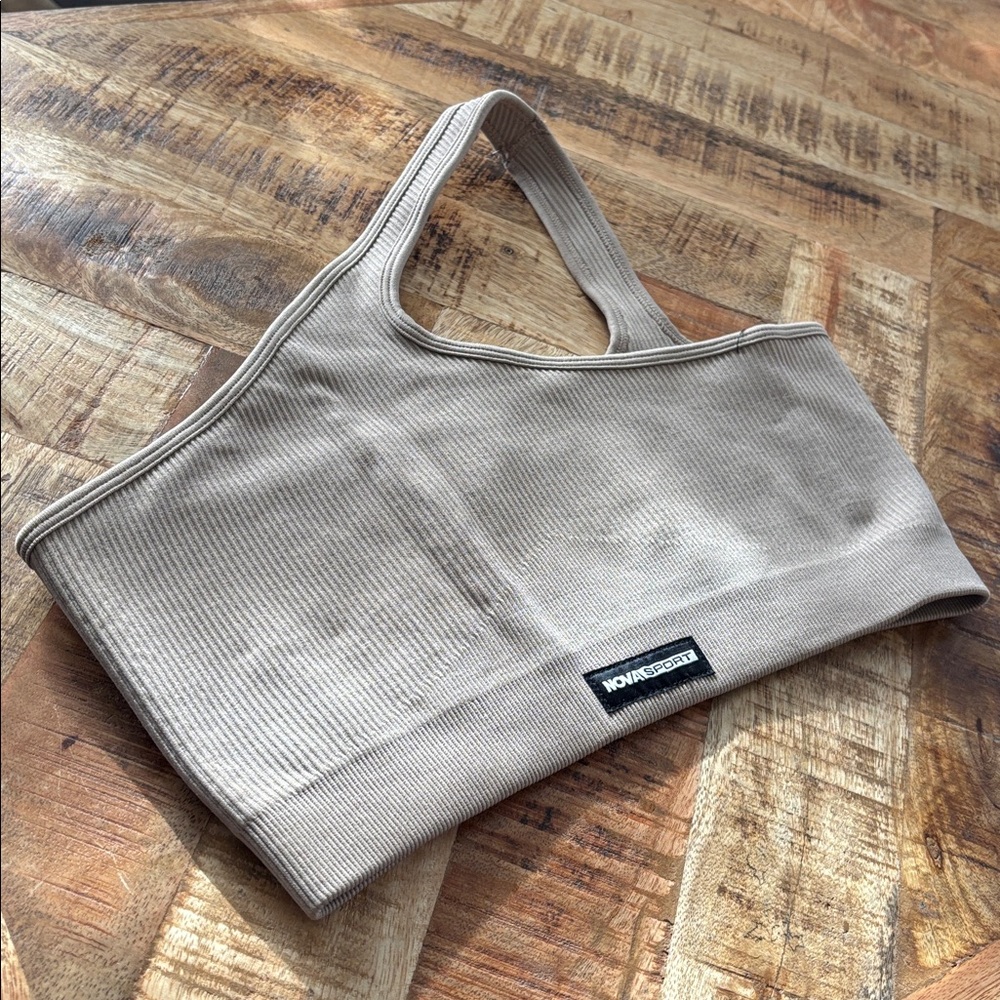 💪🏾🤎NWT One Shoulder Ribbed Seamless Bra Sz L🤎💪🏾